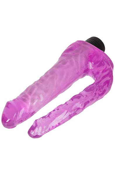 Lila vibrierender Jelly-Doppeldildo für doppelte Penetration - Vibrierender Doppel-Dildo 3