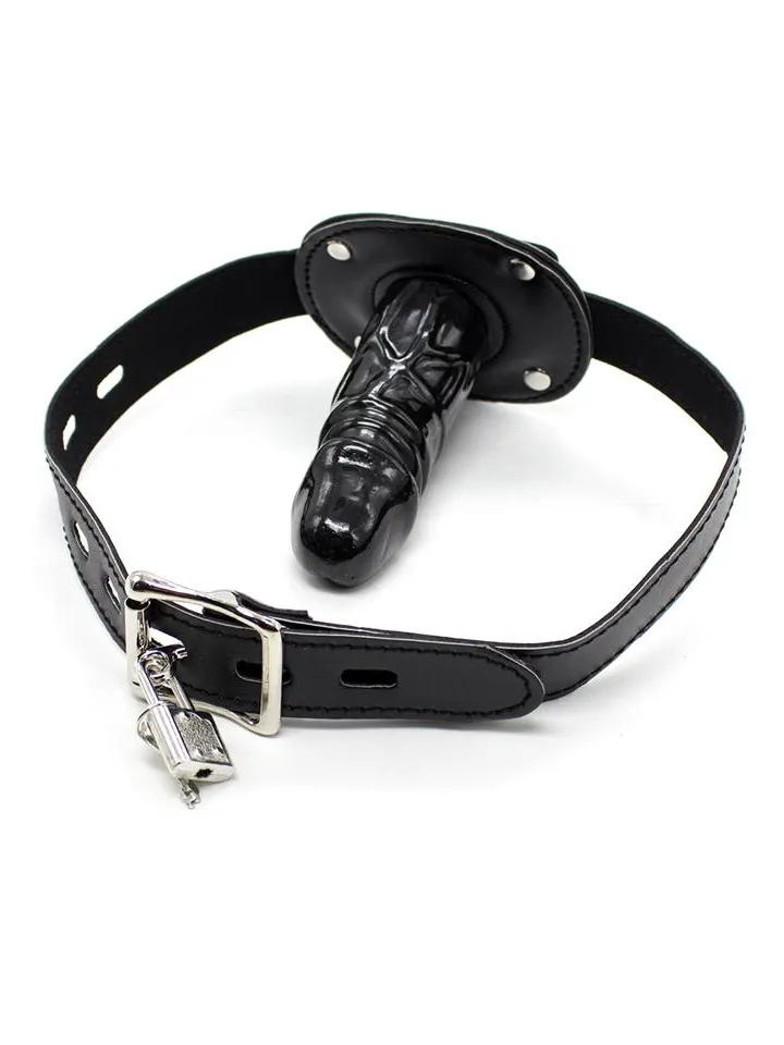 Locking Long Penis Gag 10 cm - Knebelball mit Dildo 1 [full]