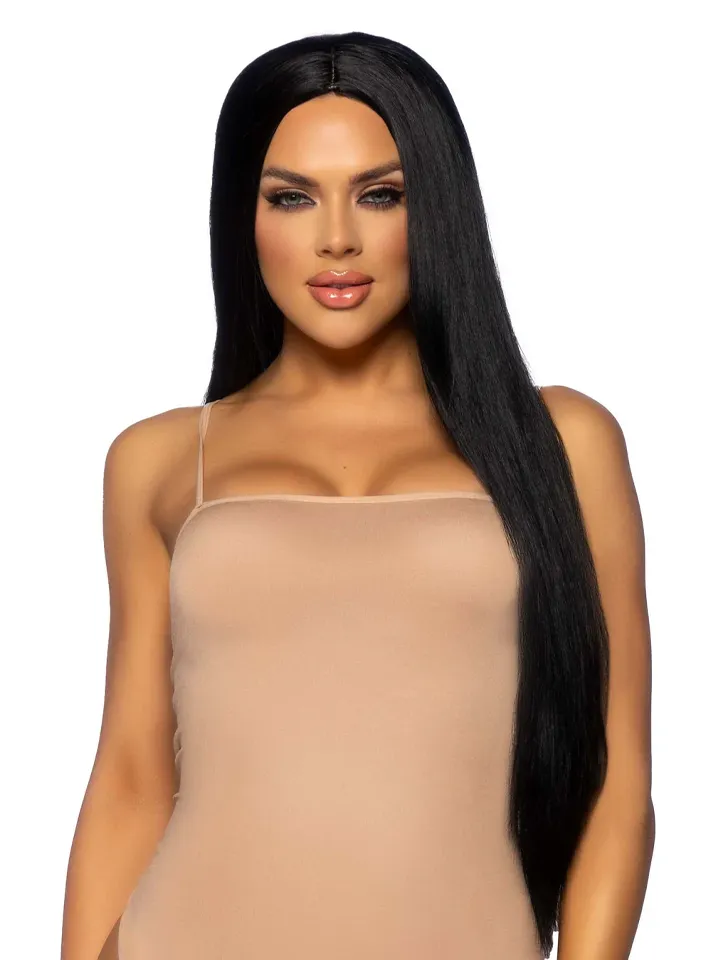 Long Straight Center Part Wig Black - Perücke 1 [full]