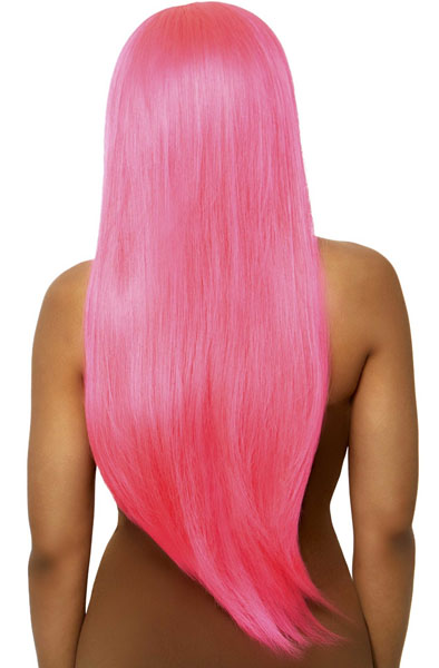 Long Straight Center Part Wig Neon Pink - Perücke 2