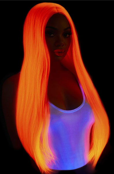 Long Straight Center Part Wig Neon Pink - Perücke 3