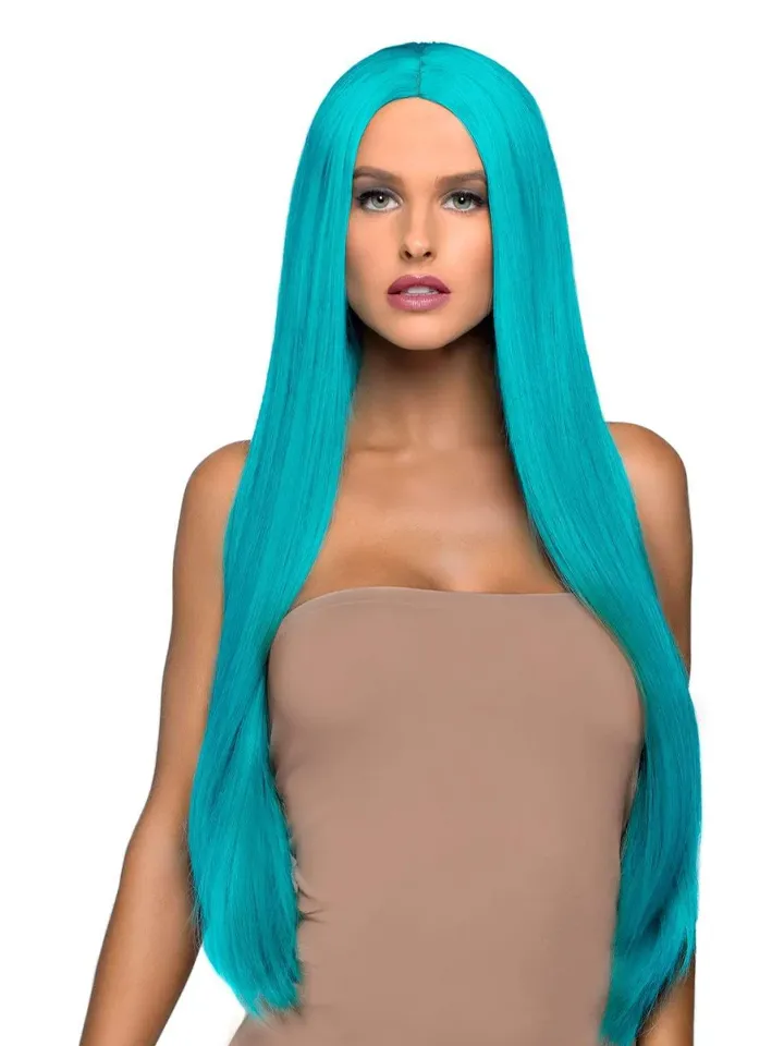 Long Straight Center Part Wig Turquoise - Perücke 1 [full]