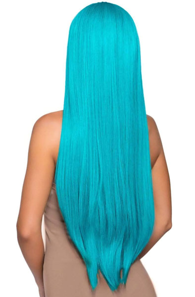 Long Straight Center Part Wig Turquoise - Perücke 2