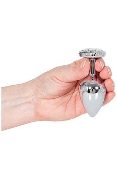 Loving Heart Butt Plug Silber/Klar Medium - Analplug aus Metall 2