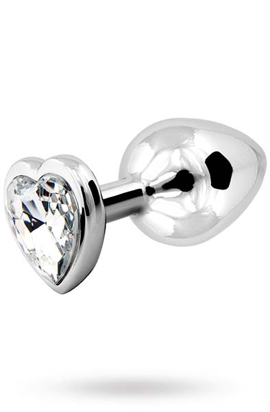 Loving Heart Butt Plug Silber/Klar Medium - Analplug aus Metall 3