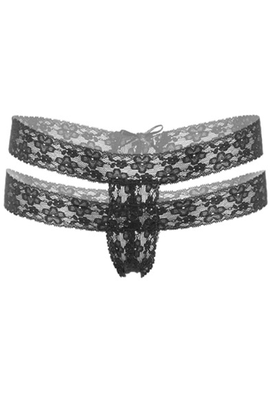 Lucy Ouvert String Slip Schwarz - Slip ouvert 3