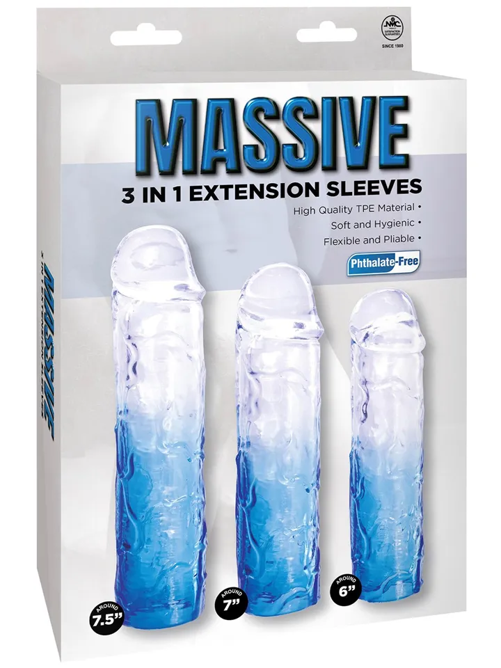 Massives 3-in-1-Verlängerungshüllen-Set Blau - Penisverlängerung/Penishülle 3