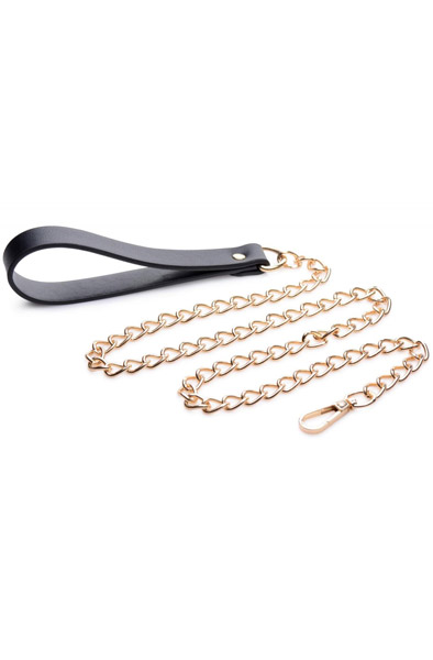 Master Series Luxus-Leine Schwarz/Gold - BDSM-Halsbänder 1