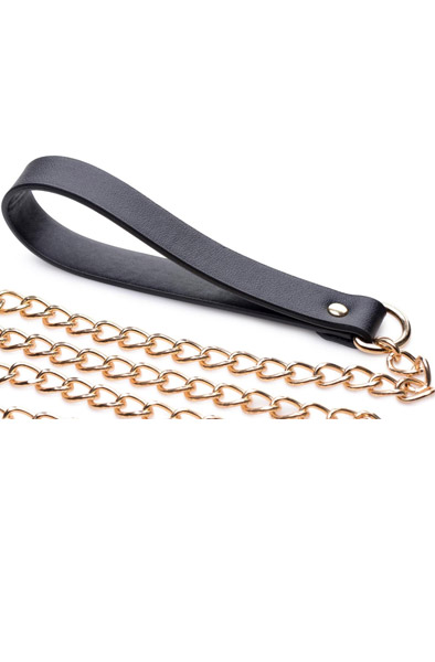 Master Series Luxus-Leine Schwarz/Gold - BDSM-Halsbänder 2