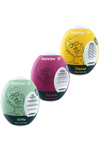 Masturbator Egg 3-pack Riffle, Bubble, Fierce - Tenga-Ei 3