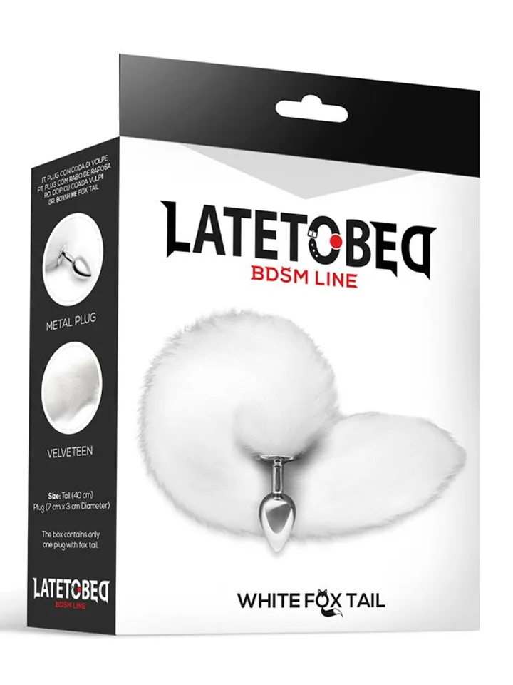Metal Butt Plug With White Foxy Tail 40 cm - Analplug in Tierform 1 [full]
