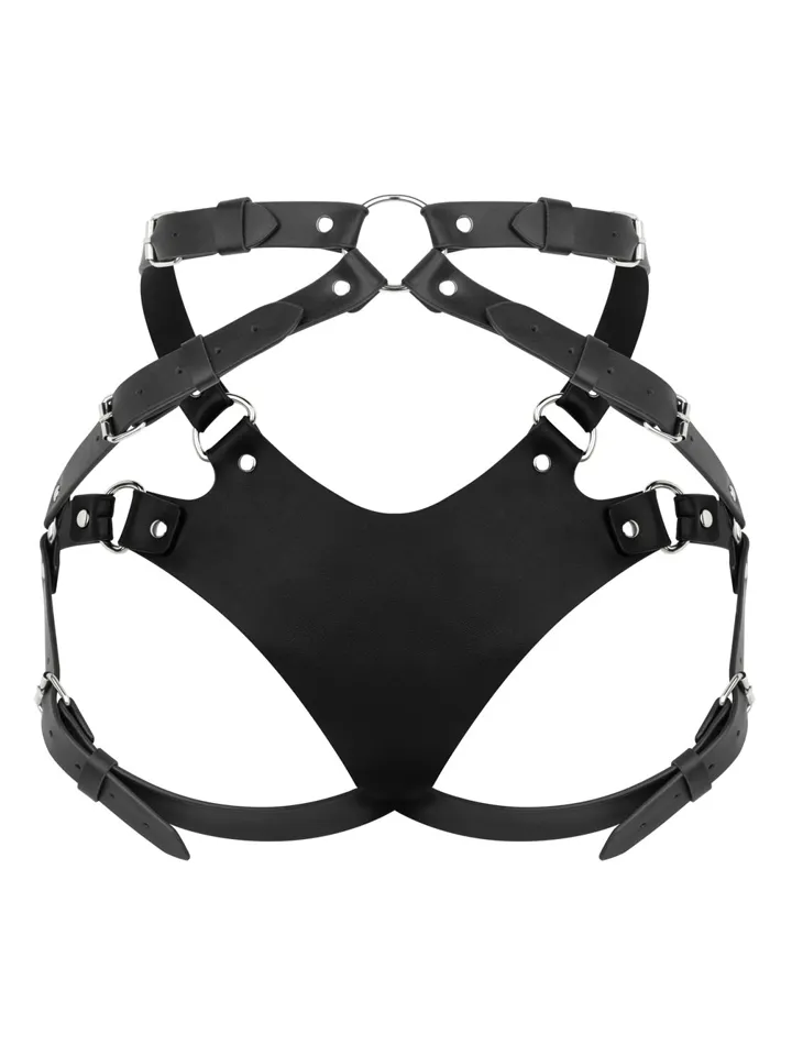 No-Parts PU-Leder-Harness Schwarz - Umschnalldildo mit Geschirr 2 [full]