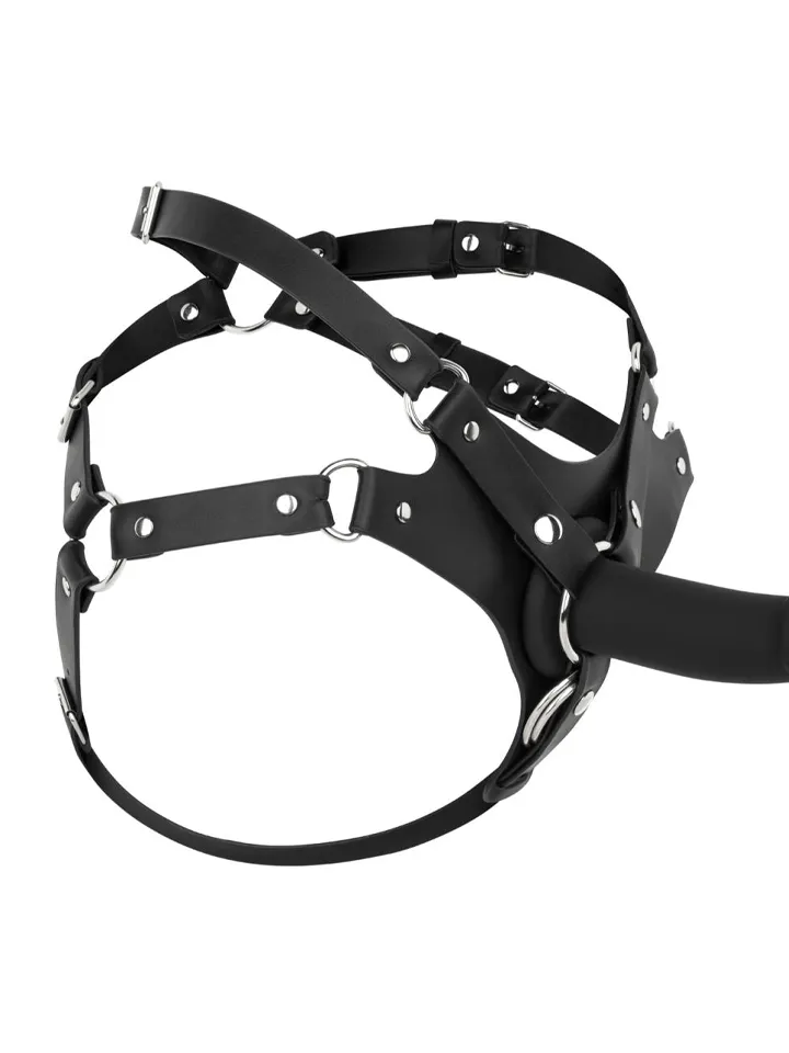 No-Parts PU-Leder-Harness Schwarz - Umschnalldildo mit Geschirr 3 [full]