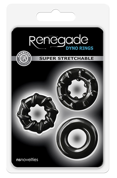 NS Novelties Renegade Dyno Rings Schwarz - Cockring-Set 2