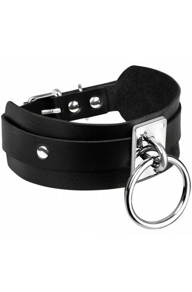 O-Ring Collar Silver/Black - BDSM Halsband 2