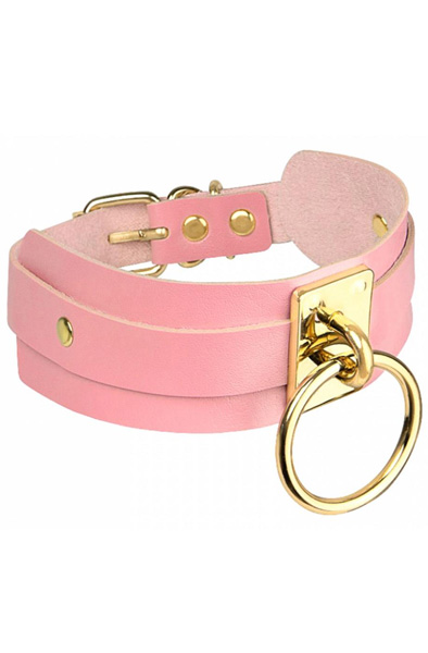 O-Ring Halsband Gold/Pink - BDSM Halsband 2