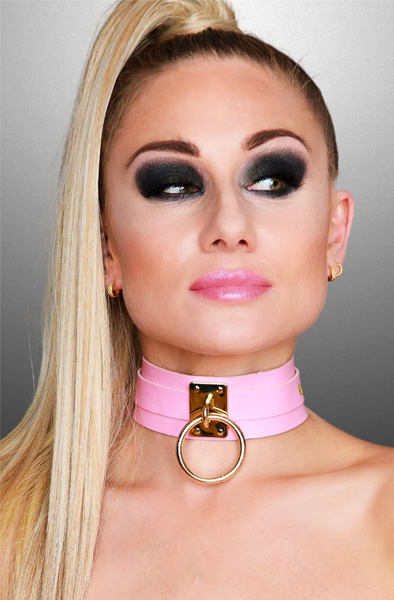 O-Ring Halsband Gold/Pink - BDSM Halsband 3