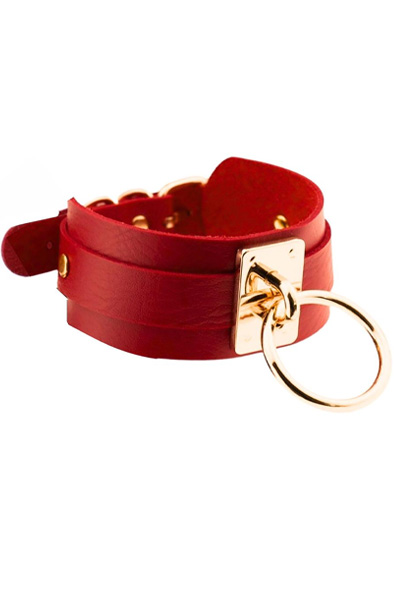 O-Ring Halsband Gold/Rot - BDSM Halsband 2