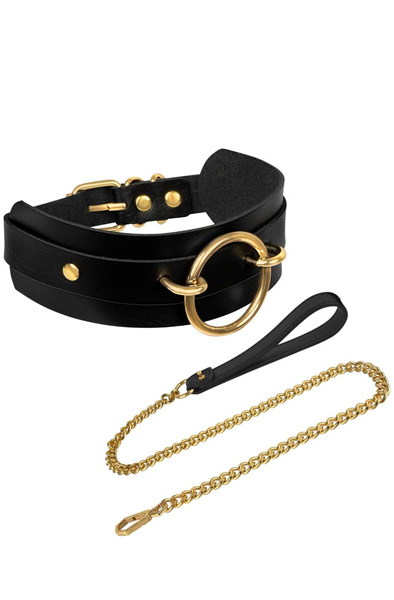O-Ring Halsband mit Leine in Schwarz - Halsband & Leine 2