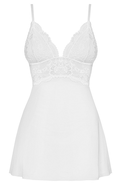 Obsessive 810-BAB-2 Babydoll & String in Weiß - Babydoll-Dessous 3