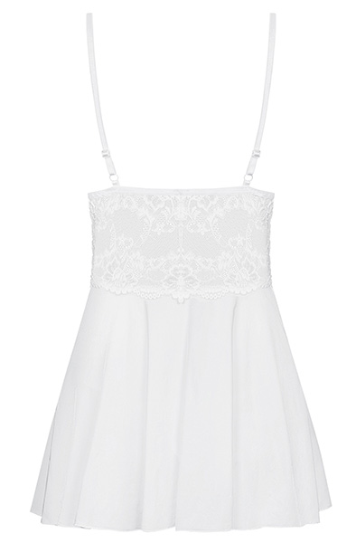 Obsessive 810-BAB-2 Babydoll & String in Weiß - Babydoll-Dessous 4