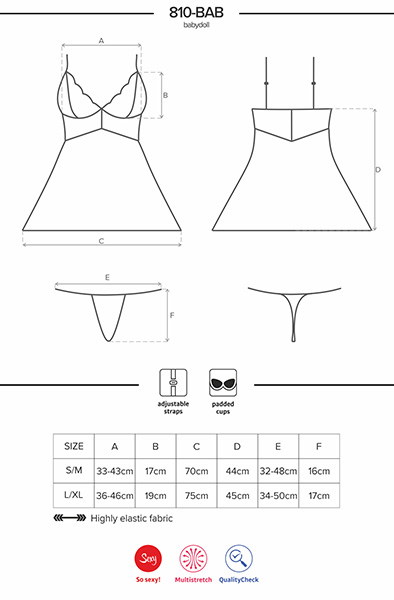 Obsessive 810-BAB Babydoll & String in Kastanienbraun - Babydoll-Dessous 5