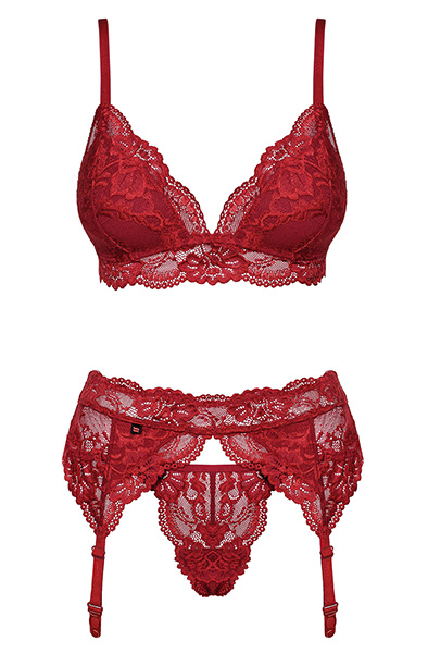 Obsessive 810-SEG 3-teiliges Set Weinrot - Sexy Dessous 3