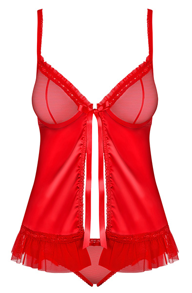 Obsessive 827-BAB-3 Babydoll & Slip Rot - Sexy Dessous 3