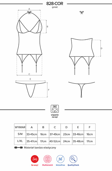 Obsessive 828-COR-1 Korsett & String Schwarz - Korsett & String 5