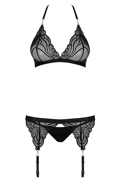 Obsessive 828-SEG-1 3-teiliges Set Schwarz - Sexy Dessous 3