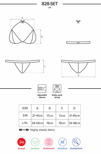 Obsessive 828-SET-1 2-teiliges Set Schwarz - Sexy Dessous 5