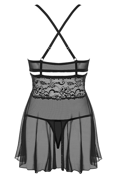 Obsessive 838-BAB Babydoll & String Schwarz - Sexy Dessous 4
