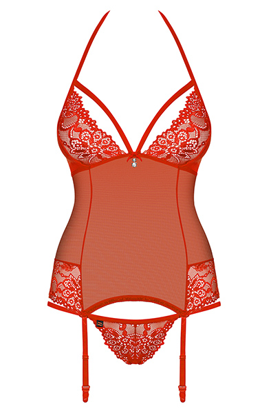 Obsessive 838-COR-3 Korsett & String Rot - Korsett & String 3