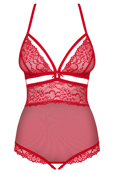 Obsessive 838-TED Teddy mit offenem Schritt in Rot - Teddy 3