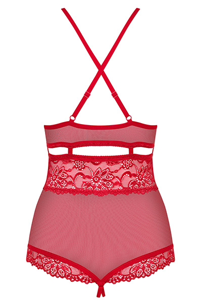 Obsessive 838-TED Teddy mit offenem Schritt in Rot - Teddy 4