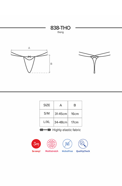 Obsessive 838-THO String Tanga Schwarz - Spitzenhöschen 5