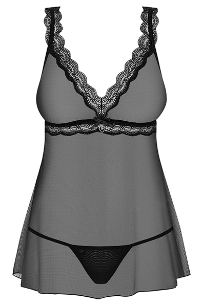 Obsessive 839-BAB-1 Babydoll & String Schwarz - Sexy Dessous 3