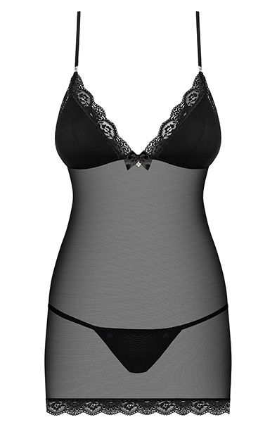 Obsessive 841-CHE-1 Negligé & String Schwarz - Sexy Dessous 3