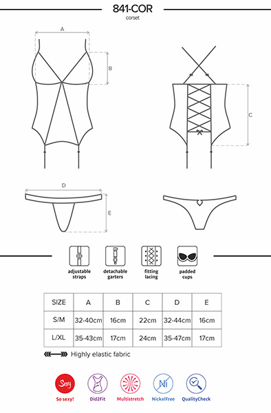 Obsessive 841-COR-1 Korsett & String - Teddy 5