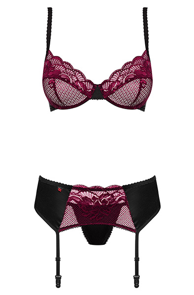 Obsessive 842-SEG-5 3-teiliges Set in Rosa - Sexy Dessous 3