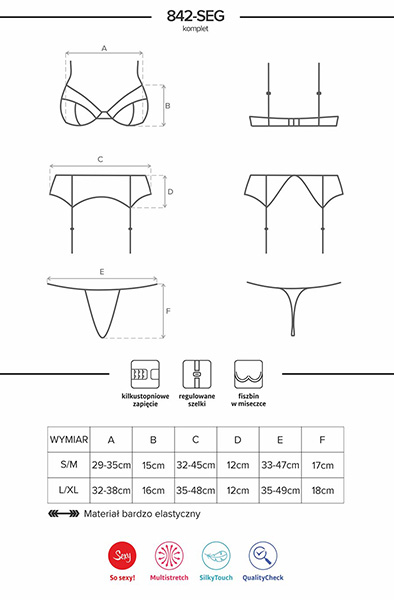 Obsessive 842-SEG-5 3-teiliges Set in Rosa - Sexy Dessous 5