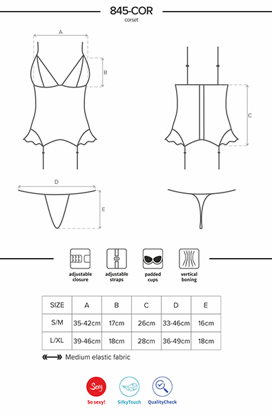 Obsessive 845-COR-5 Korsett & String in Rosa - Korsett & String 5
