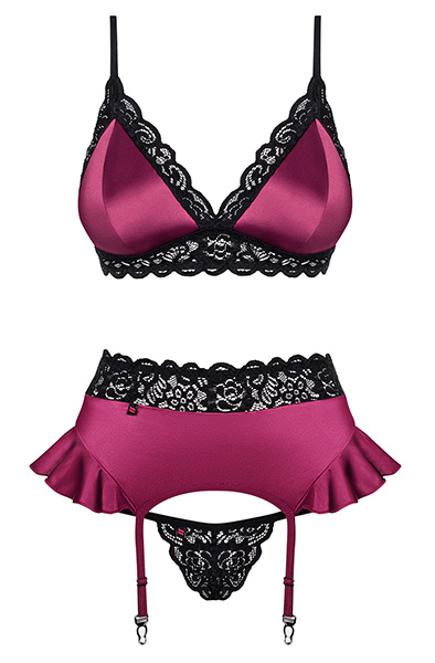 Obsessive 845-SEG-5 3-teiliges Set in Rosa - Sexy Dessous 3