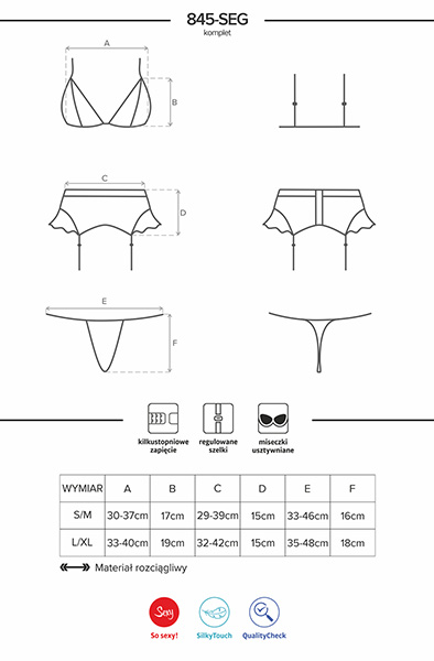 Obsessive 845-SEG-5 3-teiliges Set in Rosa - Sexy Dessous 5
