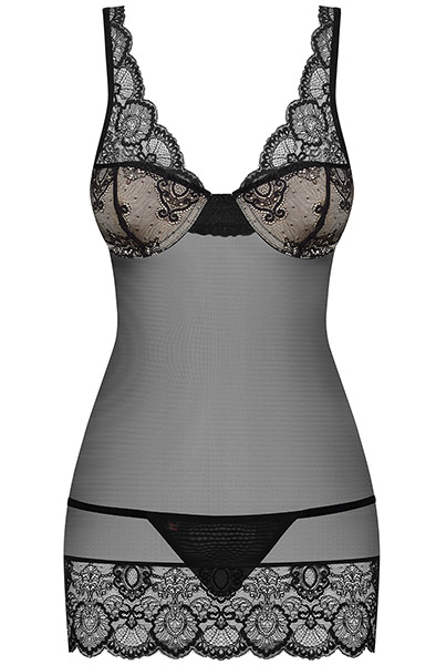 Obsessive 853-CHE-1 Negligé & String Schwarz - Sexy Dessous 3