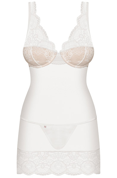 Obsessive 853-CHE-2 Negligé & String in Weiß - Sexy Dessous 3