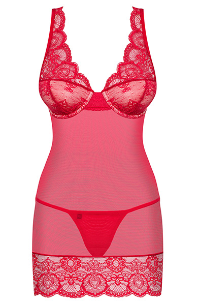 Obsessive 853-CHE-3 Negligé & String Rot - Sexy Kleidung 3