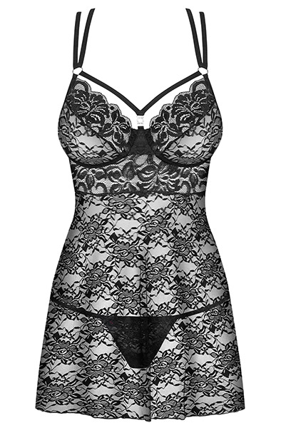Obsessive 860-BAB-1 Babydoll & String Schwarz - Sexy Dessous 3