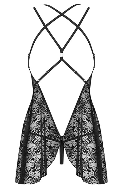 Obsessive 860-BAB-1 Babydoll & String Schwarz - Sexy Dessous 4