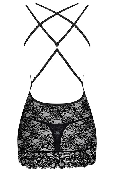 Obsessive 860-CHE-1 Negligé & String Schwarz - Sexy Dessous 4